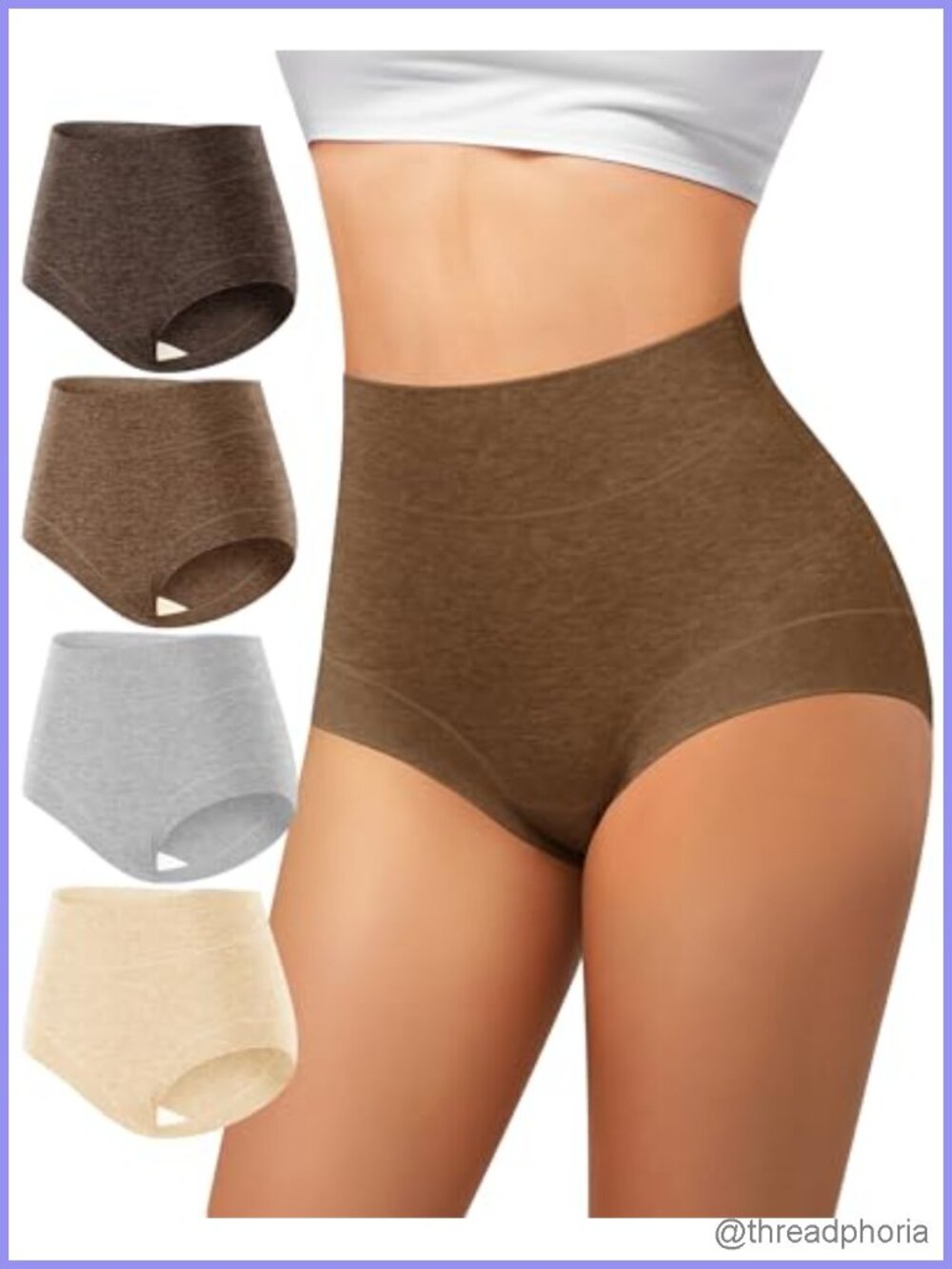 High Waisted Cotton Briefs 4 Pack Tummy Control Postpartum Underwear